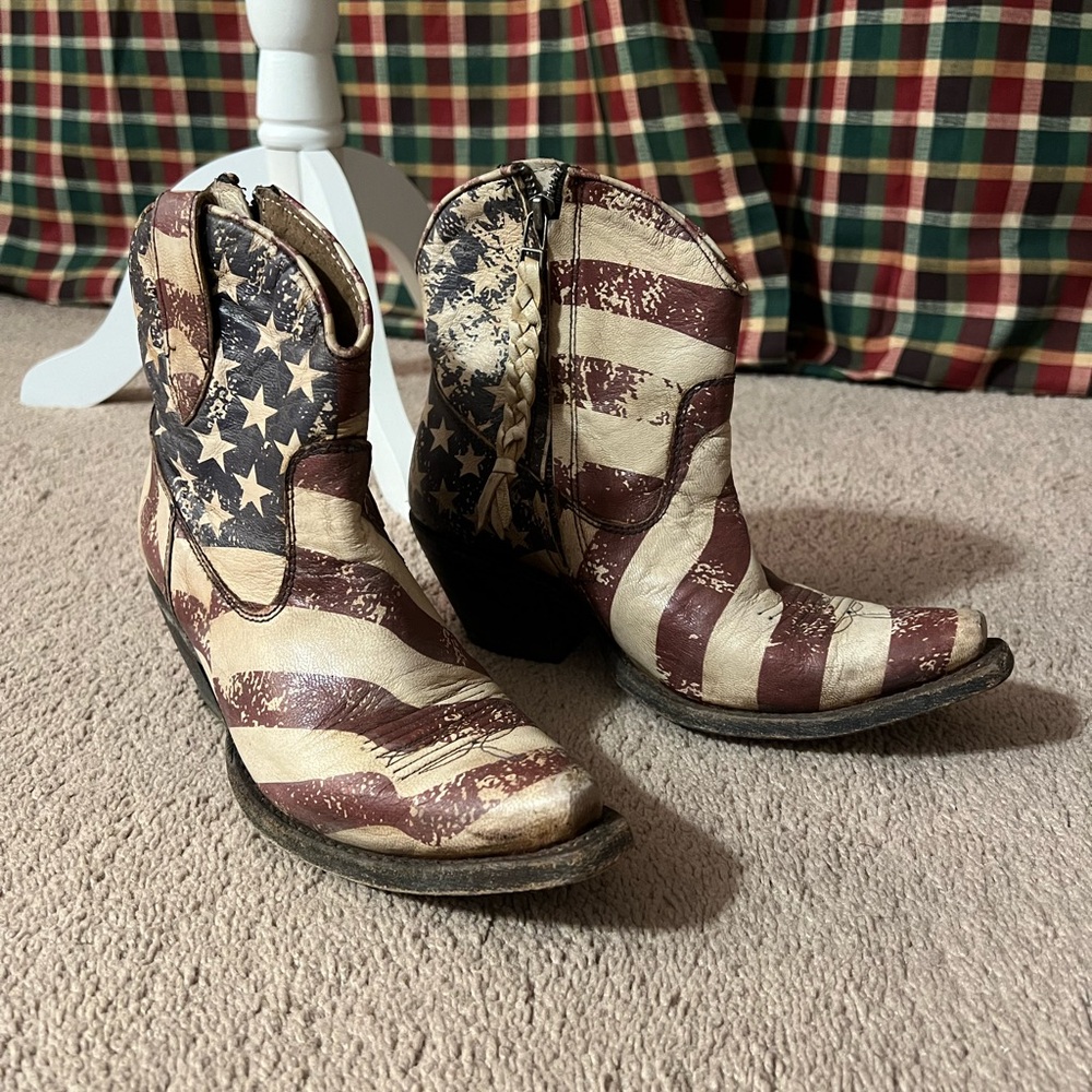 Ariat Red and White Striped Boots